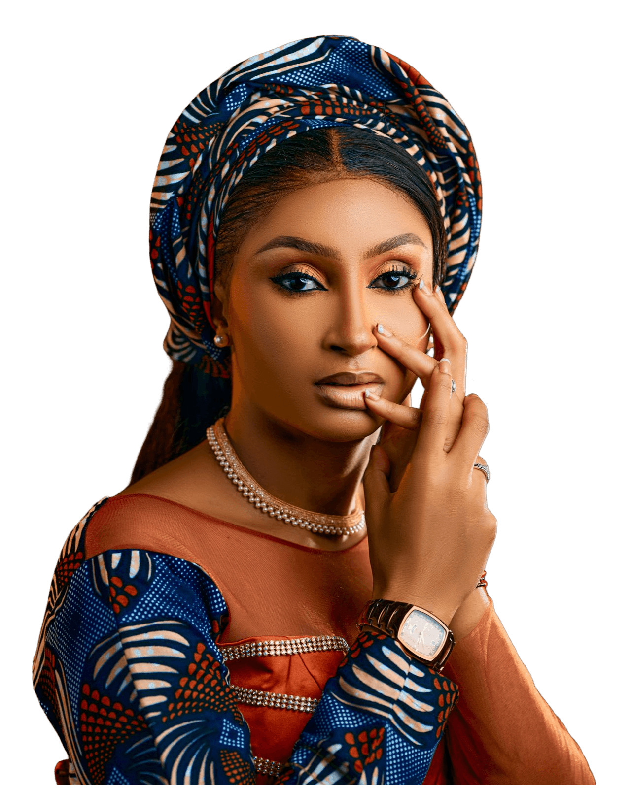 Model in tailored Ankara suit